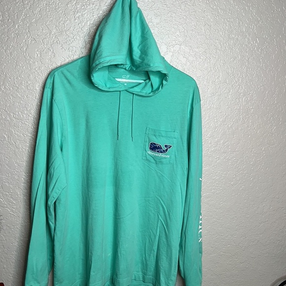 Vineyard Vines Men’s Hooded Long Sleeve Pullover Seafoam Green Shirt - Picture 2 of 8